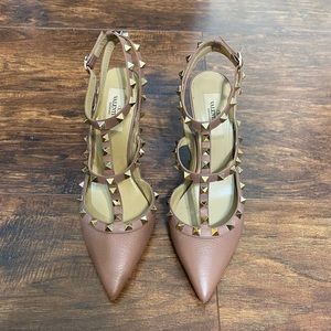 Authentic Valentino Rockstud Slingback Blush Pumps Size 38.5